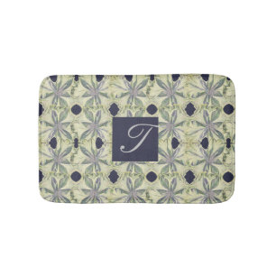 Cyanus Flower och Navy Bl. Monogram Badrumsmatta