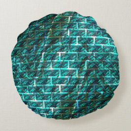 Cyanvägg av nedfläckad, grå eller abstrakt rund kudde