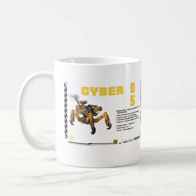 Cyber 05 Mech Robot Design Kaffemugg (Vänster)