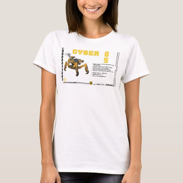 Cyber 05 Mech Robot Design T Shirt (Framsida)