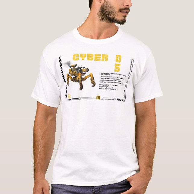 Cyber 05 Mech Robot Design T Shirt (Framsida)