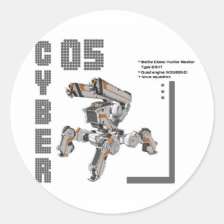 Cyber 05 Mech-robot Runt Klistermärke