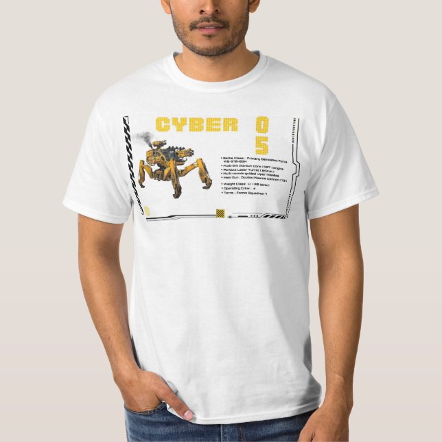 Cyber 05 Mecha Robot Design T Shirt (Framsida)