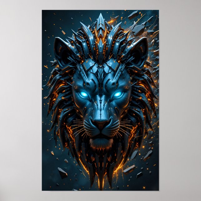 Cyber Blue-eyed Lion Poster (Framsidan)