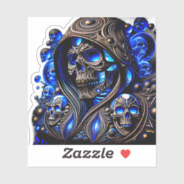 Cyber Blue Phantom Skull - Neon Glow Edition Klistermärken