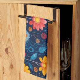 Cyber Blueish Bloom Kökshandduk