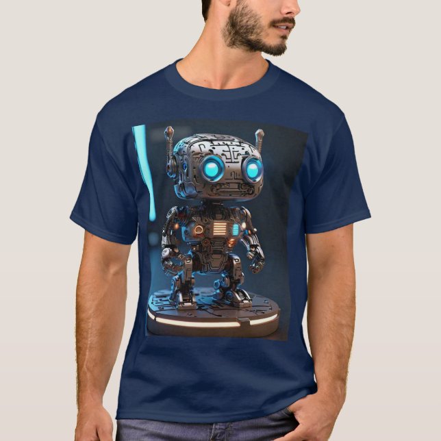 Cyber Buddy - Futuristiskan Robot Assion T Shirt (Framsida)