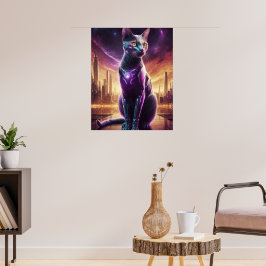 Cyber Cat Poster - Futuristiska-SCSI-Kattdjur