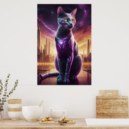 Cyber Cat Poster - Futuristiska-SCSI-Kattdjur