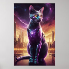 Cyber Cat Poster - Futuristiska-SCSI-Kattdjur
