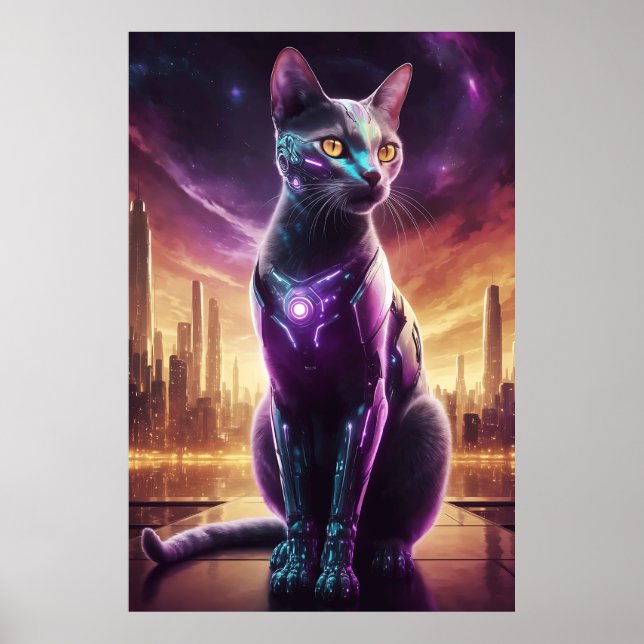 Cyber Cat Poster - Futuristiska-SCSI-Kattdjur (Framsidan)
