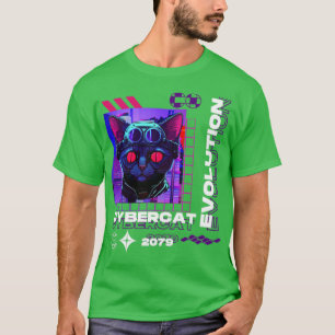 Cyber Cat Retro T Shirt