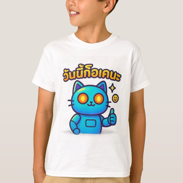Cyber-Cat Thumbs Up   Boys’- t-shirt (Framsida)