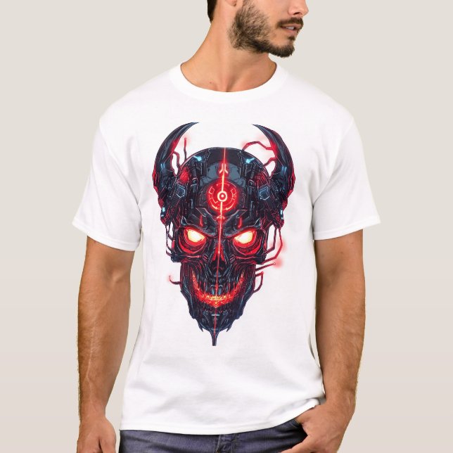 Cyber Demon Skull Lord T Shirt (Framsida)