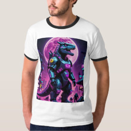 Cyber Dino Neon Mecha City Förstörare Tshirt T Shirt