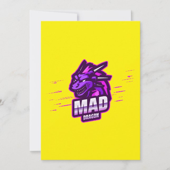 Cyber Dragon Gaming Emblem | Mytisk Logo Inbjudningar (Framsida)