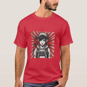Cyber Emo Girl med hörlurar i fet pop Art T Shirt