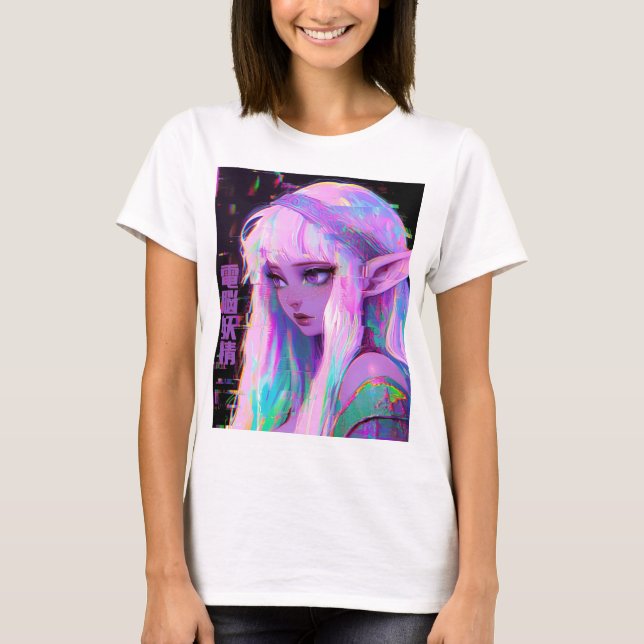 Cyber Fairy ’Dennou Yousei’ Glitchcore T Shirt (Framsida)