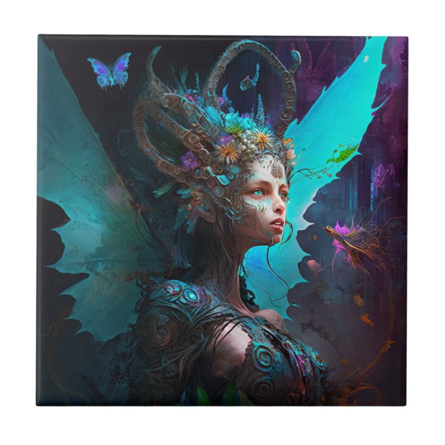 Cyber Fairy Fantasy Art Kakelplatta (Framsidan)