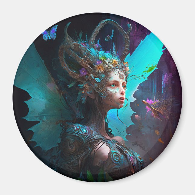Cyber Fairy Fantasy Art Magnet (Framsidan)