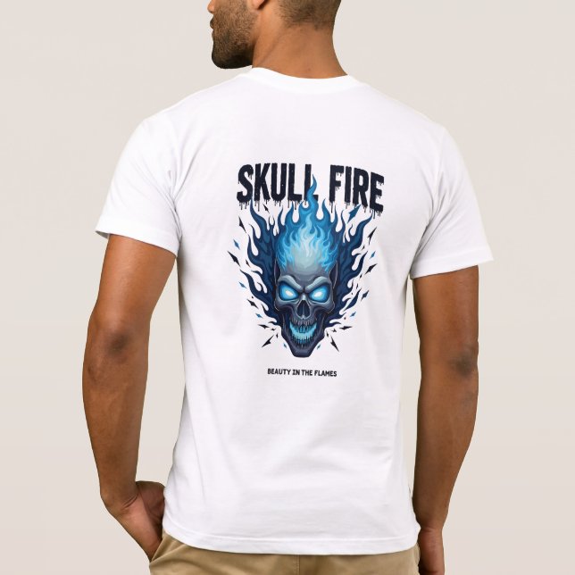 Cyber Flame Skull Shirt - Blue Fire 2025 Grunge Ar T (Baksida)