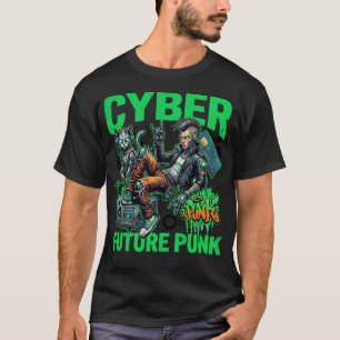 Cyber Future Punk – Neon Streetwear Cyborg Katt T Shirt