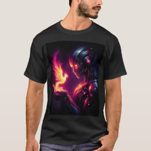 Cyber Futuristisk Robot Fenix Eldande Ande T Shirt