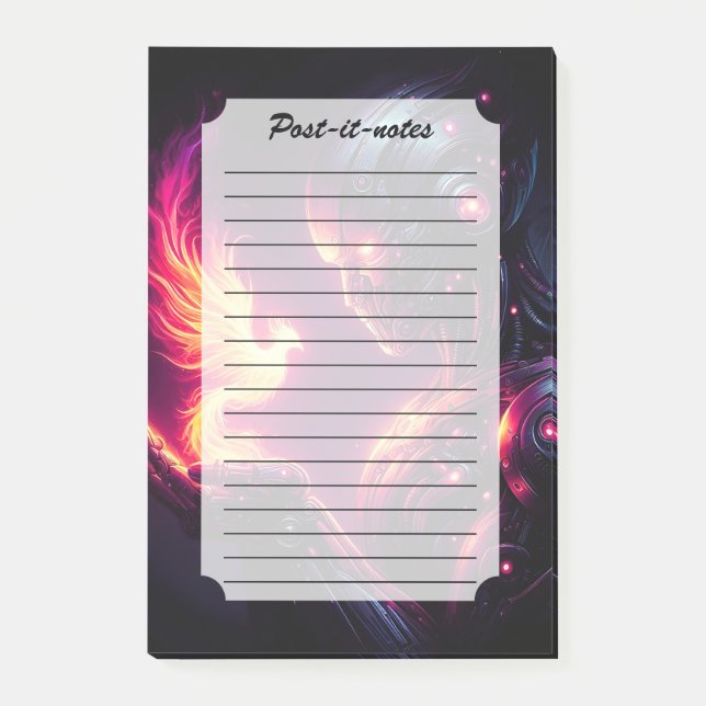 Cyber Futuristisk Robot Fenix Eldande Andlighet Post-it Block (Framsida)