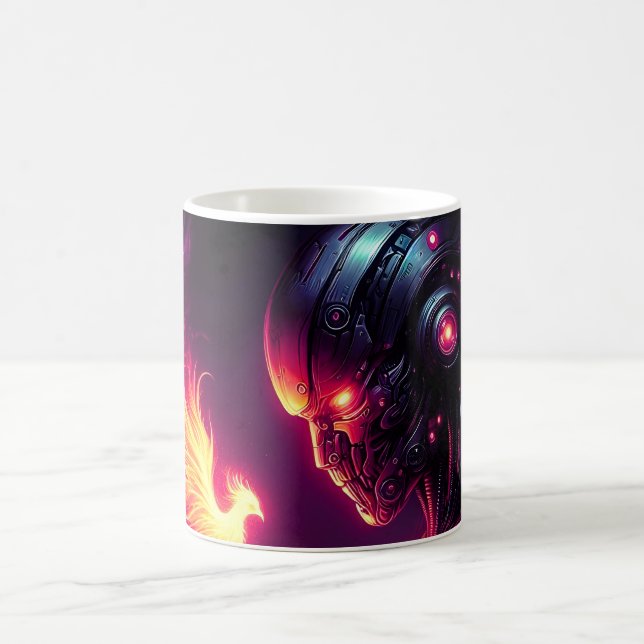 Cyber Futuristisk Robot Fenix Eldande Kaffemugg (Center)