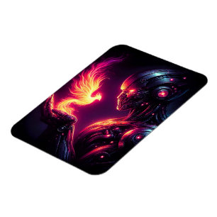 Cyber Futuristisk Robot Fenix Eldande Magnet