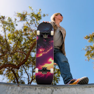 Cyber Futuristisk Robot Fenix Eldande Mini Skateboard Bräda 18,5 Cm