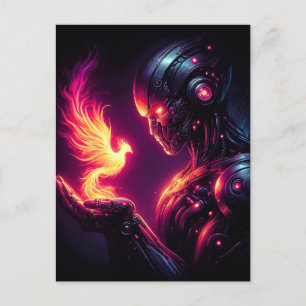 Cyber Futuristisk Robot Fenix Eldandelek Helg Vykort