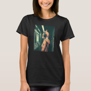 Cyber Futuristiska Tech Cat on Tokyo Tunnelbanan J T Shirt