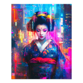 Cyber Geisha, en fusion av tradition och teknik Fototryck