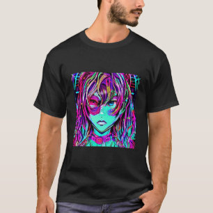Cyber Girl Colorful Illustration T Shirt