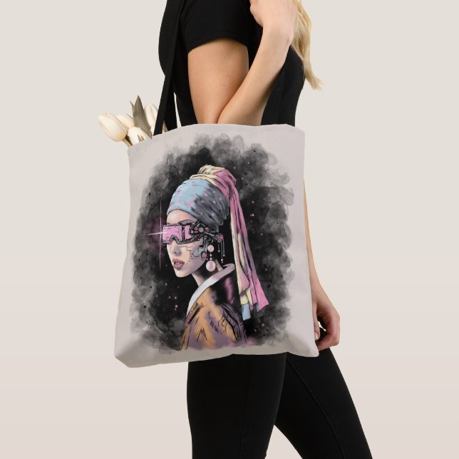 Cyber-Girl med Pearl Earring Tygkasse (Närbild)