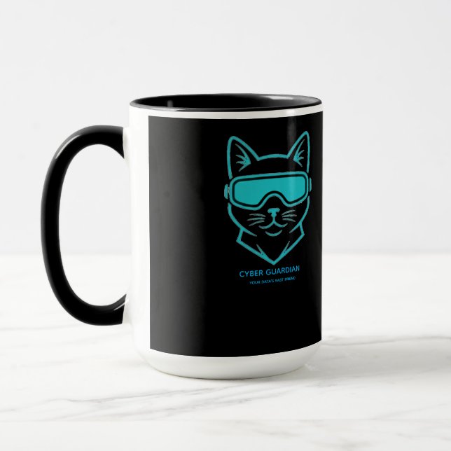 Cyber Guardian Neon Cat - Cybersäkerhetsentusiast Mugg (Vänster)