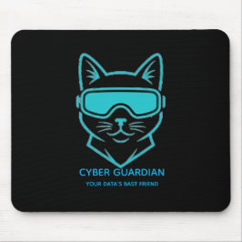 Cyber Guardian Neon Cat Gaming Mousepad - Tech Blu Musmatta