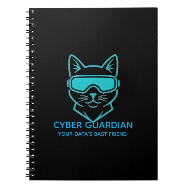 Cyber Guardian Neon Cat - Professional Tech & Codi Anteckningsbok (Framsidan)