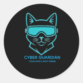 Cyber Guardian Neon Cat - Tech & Laptop Vinyl Klis Runt Klistermärke