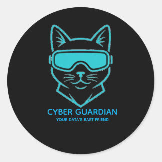 Cyber Guardian Neon Cat - Tech & Laptop Vinyl Klis Runt Klistermärke