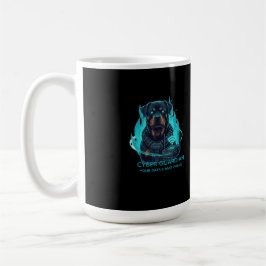 Cyber Guardian Rottweiler Blue Flame - High-Tech O Kaffemugg