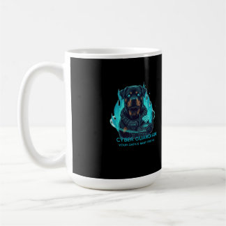 Cyber Guardian Rottweiler Blue Flame - Högteknolog Kaffemugg