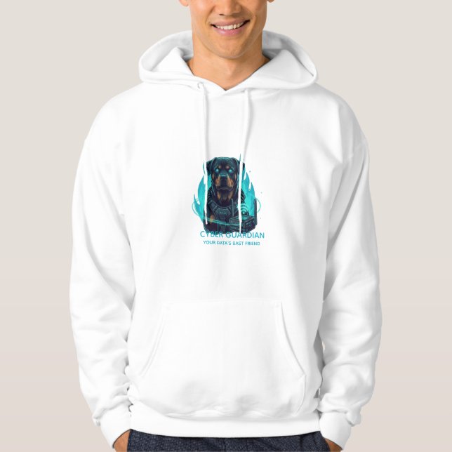 Cyber Guardian Rottweiler Blue Flame - Tech Profes Hoodie (Framsida)