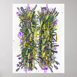 Cyber hackers graffiti poster