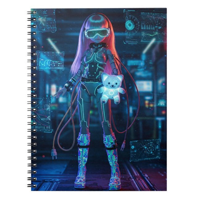 Cyber Harajuku: Doll with Neon Nalle by Natas Anteckningsbok (Framsidan)