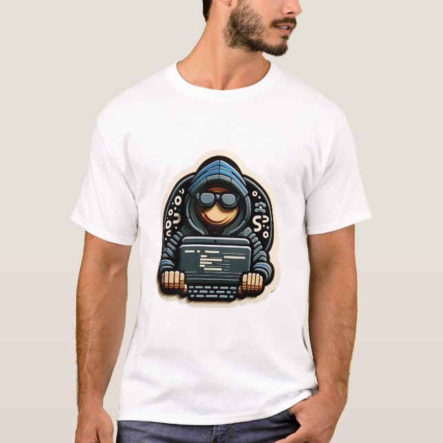 Cyber Hoodie Coder: Futuristiska Tech Enthusiast T Shirt (Framsida)