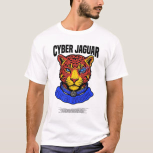 Cyber Jaguar Neon Mekanisk Gatukonst T Shirt