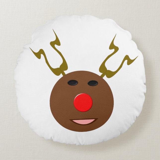 Cyber jul Reindeer Pillow Rund Kudde (Framsidan)
