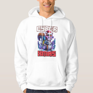 Cyber Julafton-ekorre: Futuristiska Helgdag Hoodie